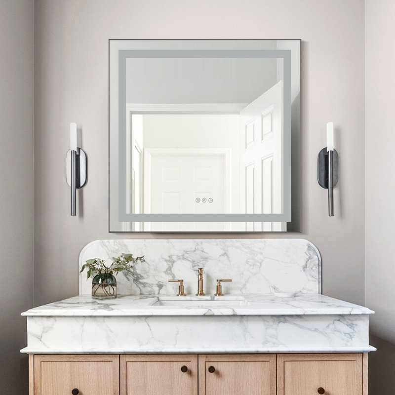 Aluminum Frame Led Frontlight And Backlight Bathroom Vanity Mirror, Anti-fog/stepless Dimmable/3 Colours Adjustable