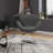Raspberry Modern Wool Blend Upholstered Metal Swivel Balloon Chair in Gray-71711582