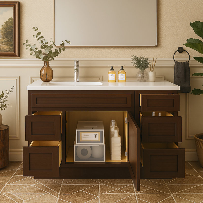 Base de meuble-lavabo simple 51 po seulement, Brun