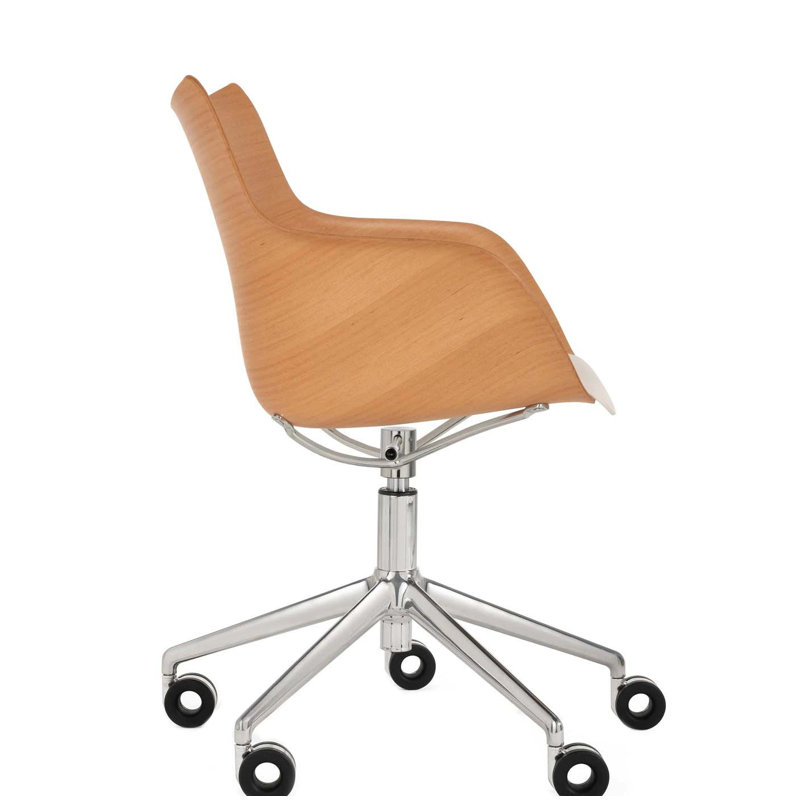 Q/Wood Swivel Task Chair, Light Wood/Chrome