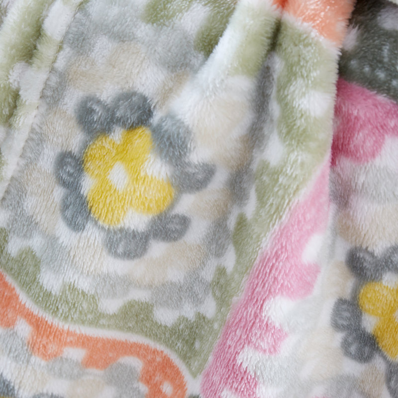 Crochet Print Cosy Blanket Throw, Green