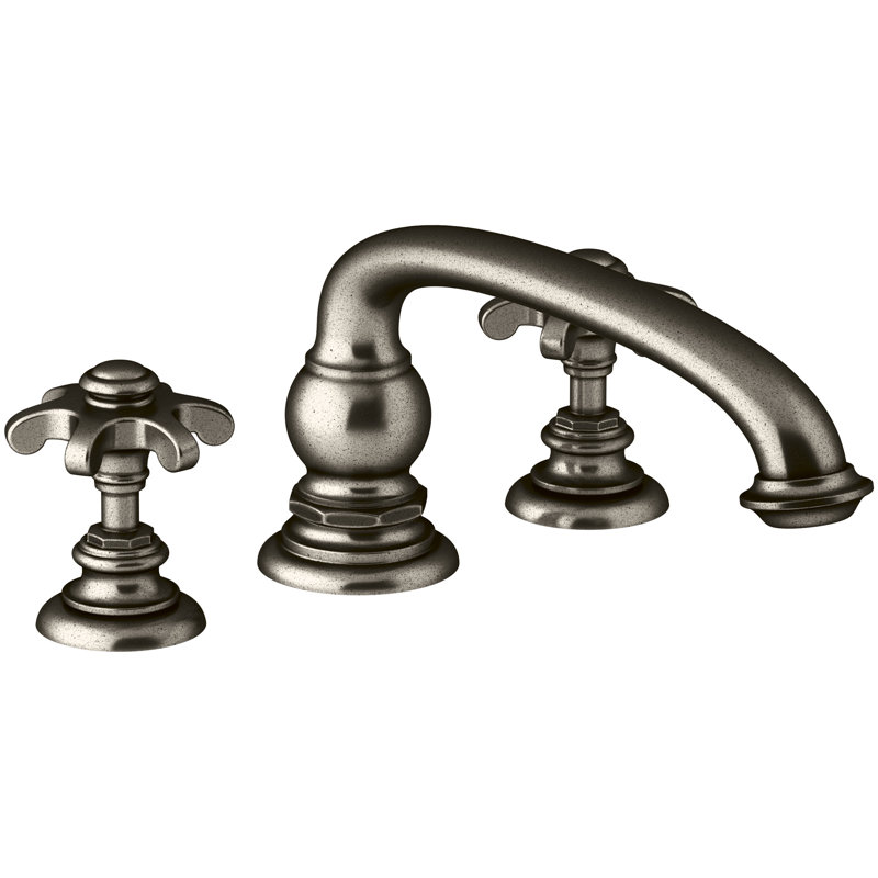 Artifacts Deck-Mount Bath Spout with Arc Design, Vintage Nickel
