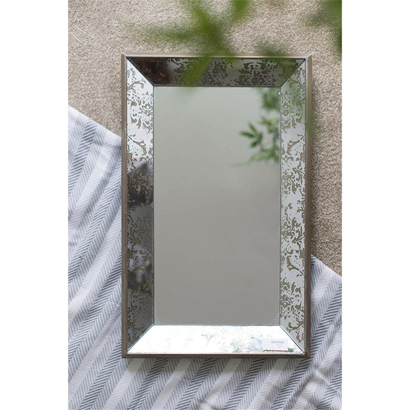 Silver Glass Framed Accent Mirror, Rectangle, 24" x 15.5" Duplicate
