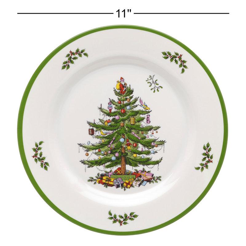 Spode Christmas Tree S/4 Melamine Dinner Plates 11"