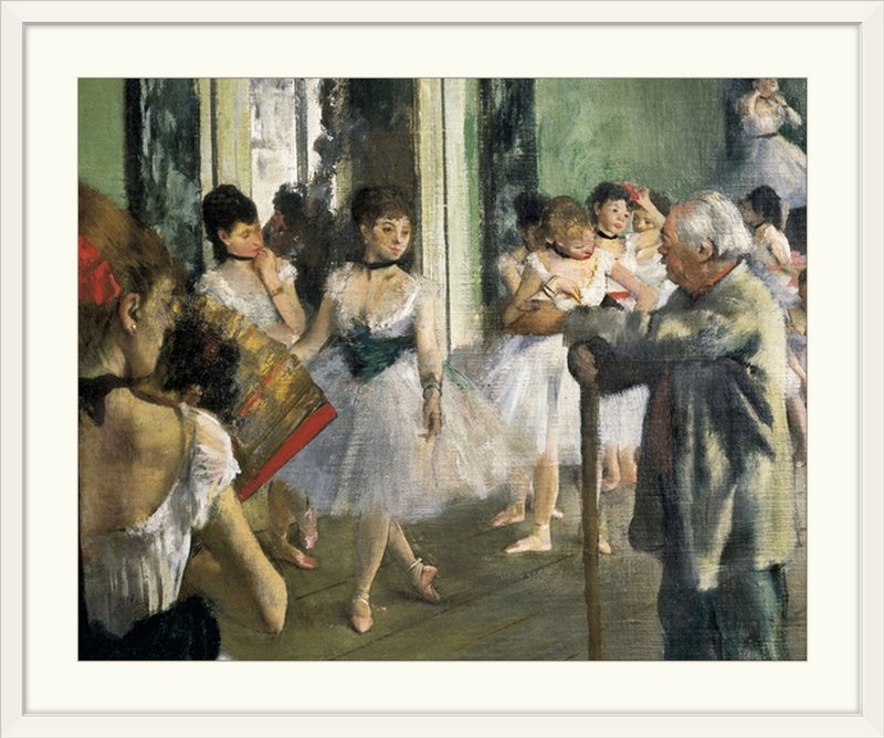 «The Dancing Class, Détail» par Edgar Degas, reproduction d'art, H 24 po x l 28 po x P 1 po, Cadre blanc