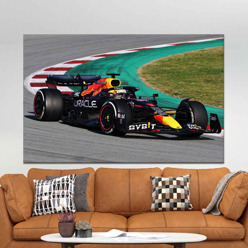Impression sur toile de voiture de course moderne de Formule 1 moderne, décoration murale élégante 1P, 59,1 po H x 82,7 po l