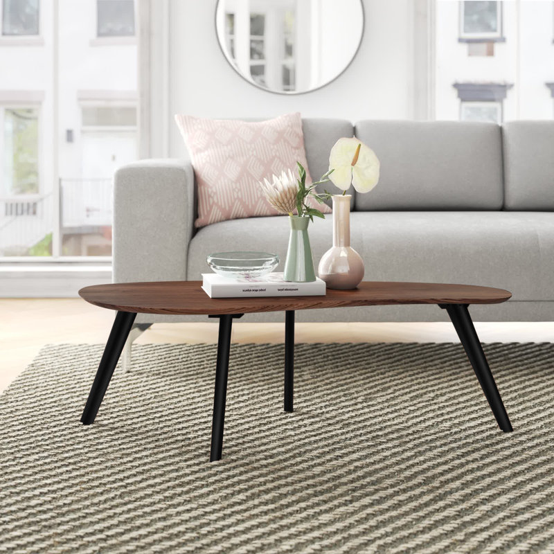 Table basse Campanelli, Plateau noyer / base noire