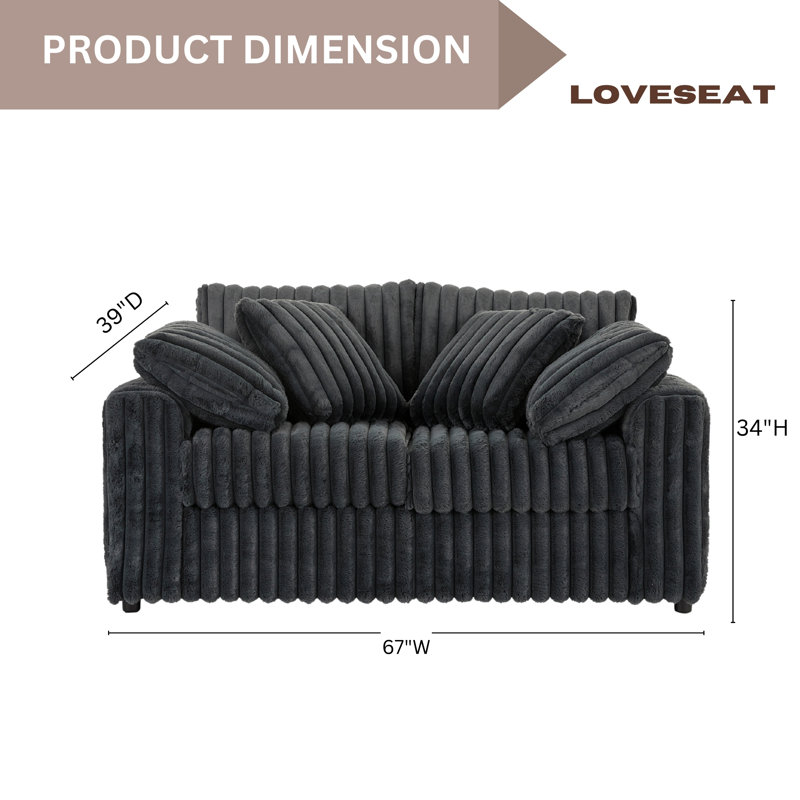 Causeuse fixe Algona, Gris anthracite