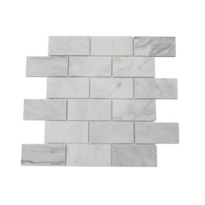 Carreaux de marbre brique blanc de Carrare 13,97 x 12,2 po Fixturedisplays® 3,9 x 1,9,95 15976