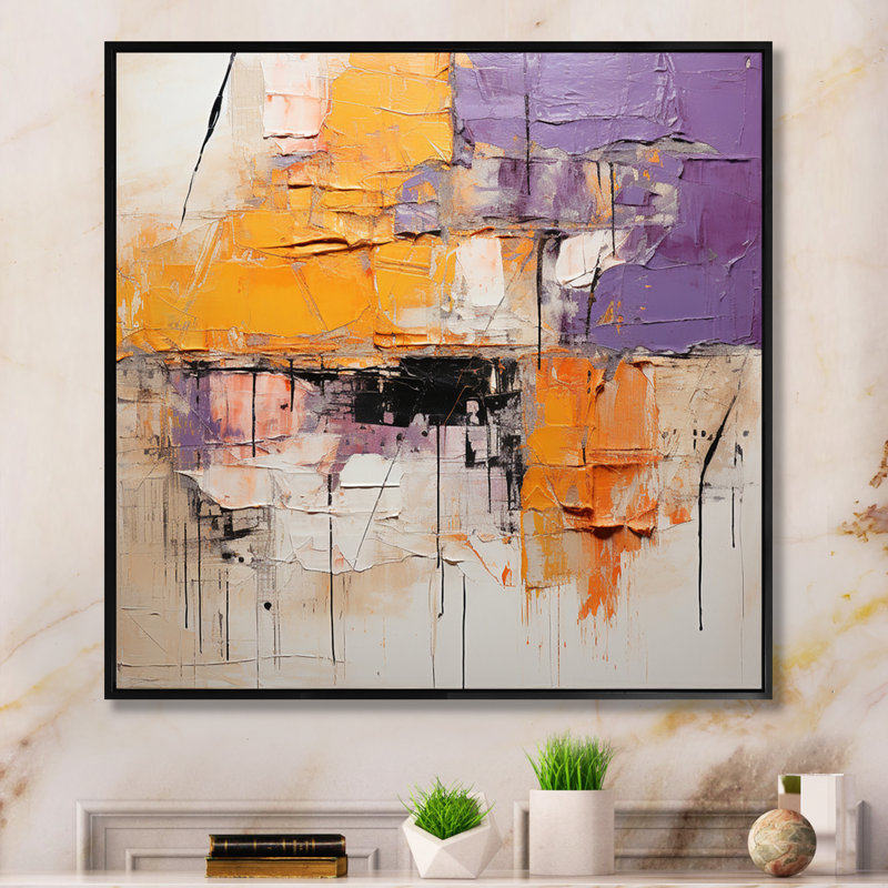 Collage Impressions III sur toile, Cadre flottant noir, H 30 po x l 30 po x P 1 po