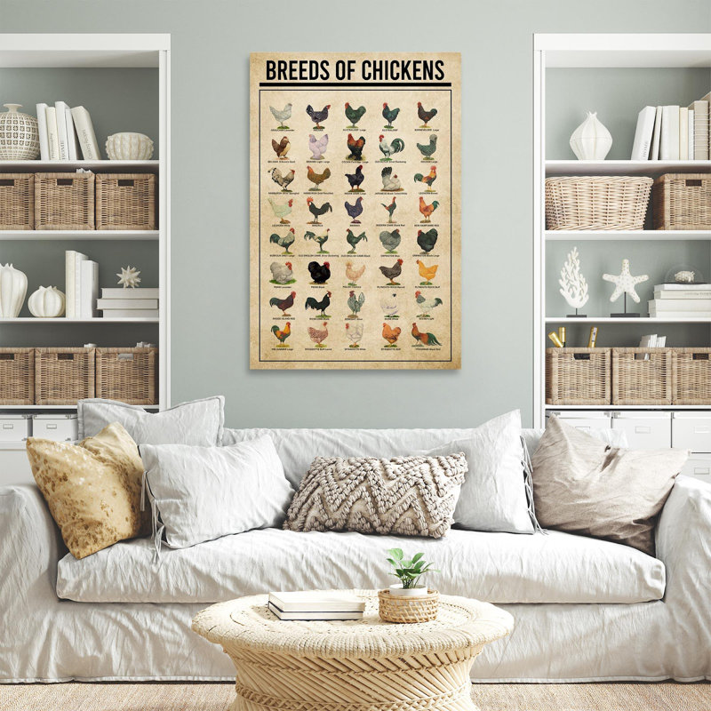 «Breeds of Chickens Farmer», impression sur toile tendue, H 36 po x l 24 po x P 1,25 po