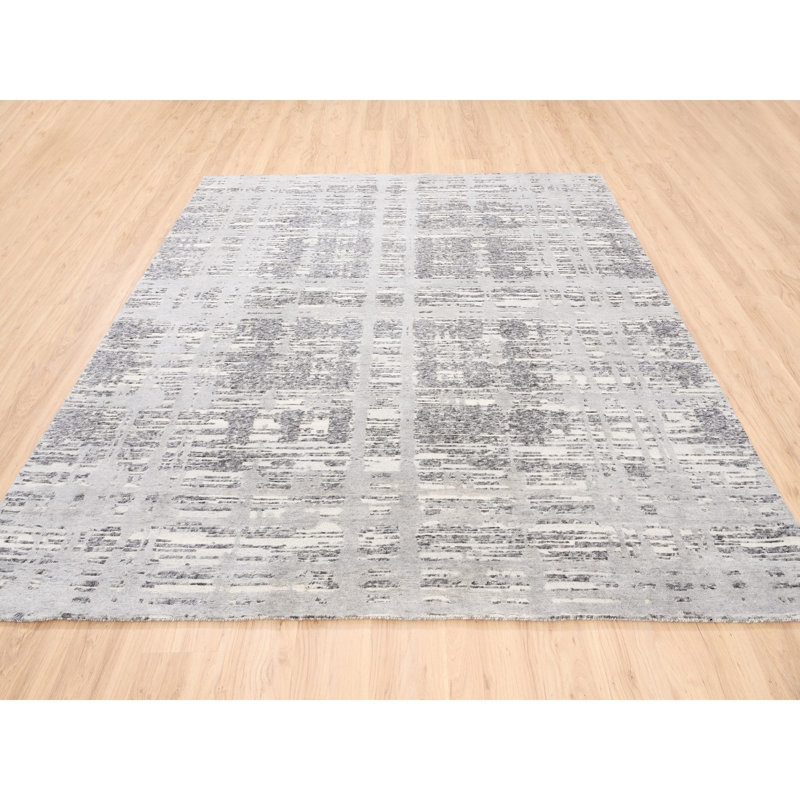 Tapis carré gris clair en laine naturelle nouée à la main 8 pi x 8 pi 0F0AB05B200427C8D9A39ABB2DA938
