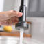 Robinet rétractable d'évier de cuisine à filtre à eau, robinet de purificateur d'eau de cuisine avec support de séchage pour vaisselle