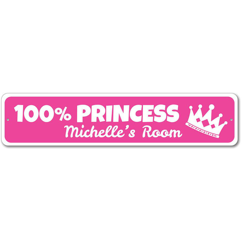 Plaque princesse couronne en métal, H 4 po x l 18 po x P 0,04 po