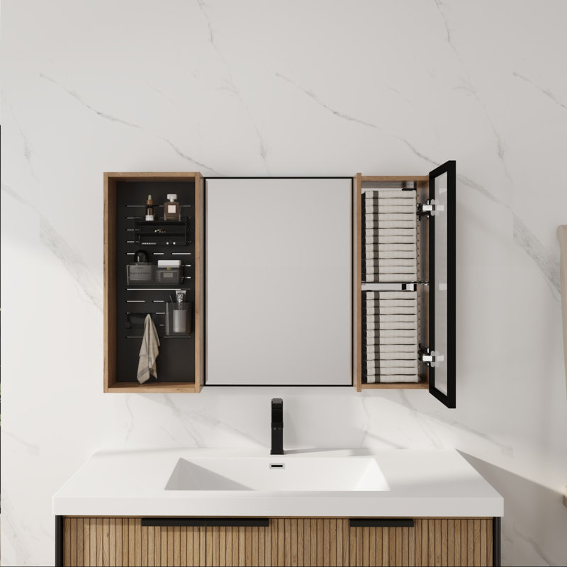 Armoires à pharmacie peu encombrantes avec rangement moderne pour salle de bain en verre 41,6 po