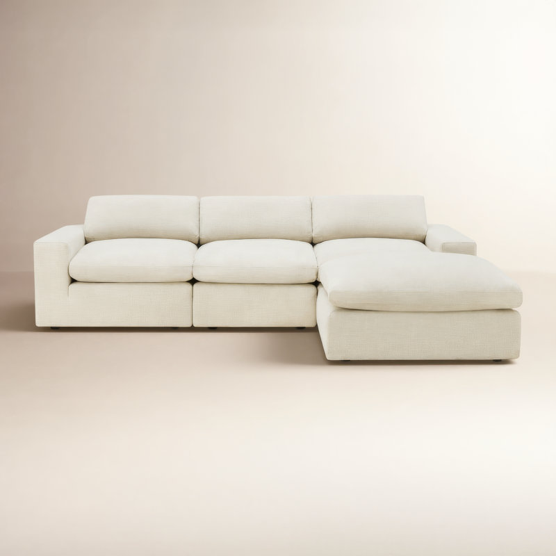 Asher Modular Upholstered Reversible L-Sectional, Effie Linen Performance Linen