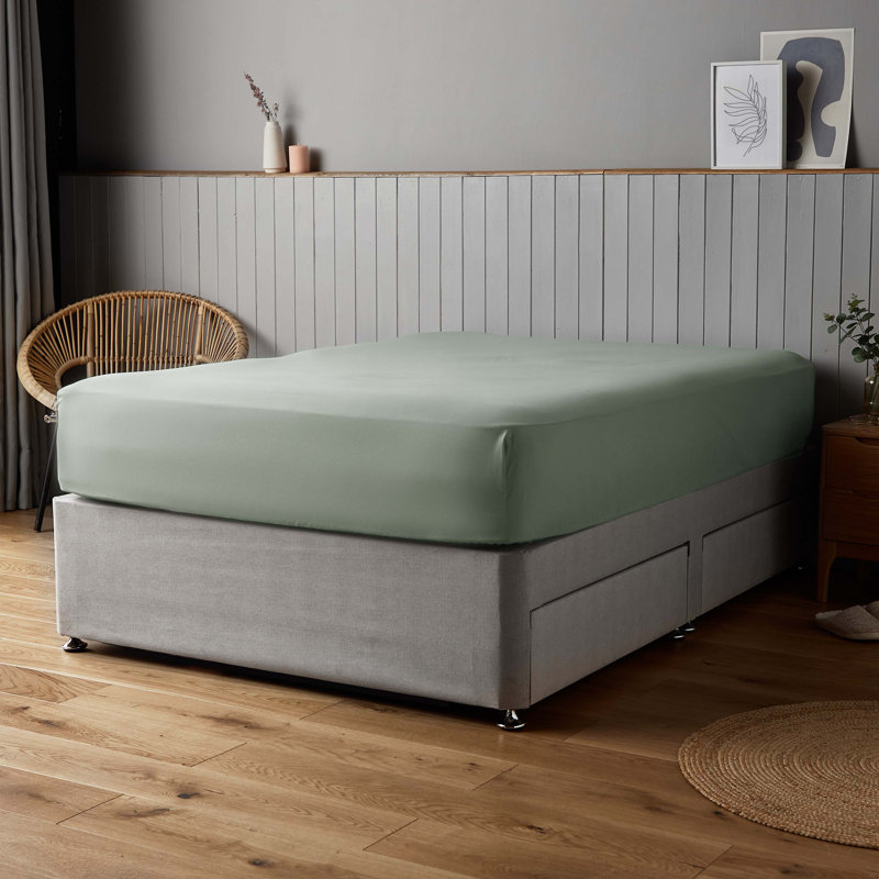 Silentnight Supersoft Fitted Sheet, Sage Green, Double (4'6)