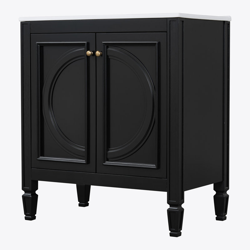 Meuble-lavabo de 30 po avec lavabo, deux portes avec tablette, charnières de porte à fermeture en douceur, style rétro