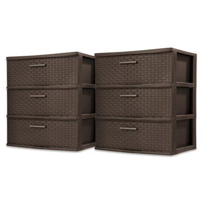 Tour de rangement 3 tiroirs Sterilite, organisateur de maison tissé, espresso, paquet de 2