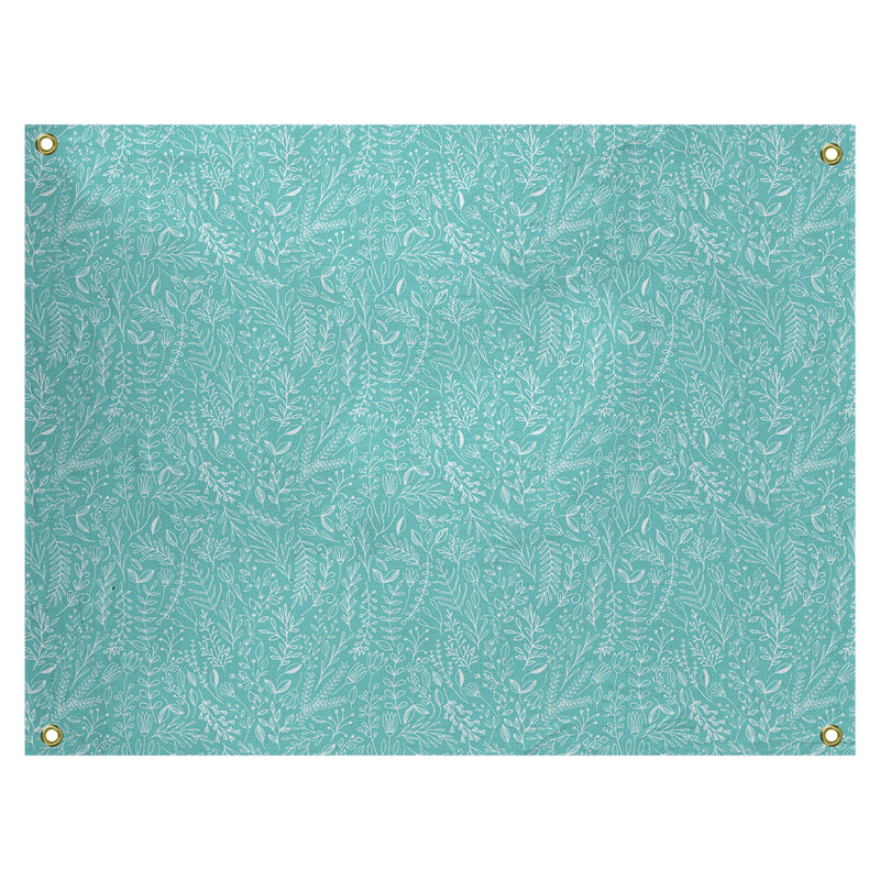 Tapisserie «Avicia Ditsy Floral» par Katelyn Elizabeth, Intérieur, H 54 po x l 63,5 po, Bleu turquoise