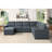 Isla 119" Gray Woven Fabric 7-Seater Sectional Sofa with Ottoman