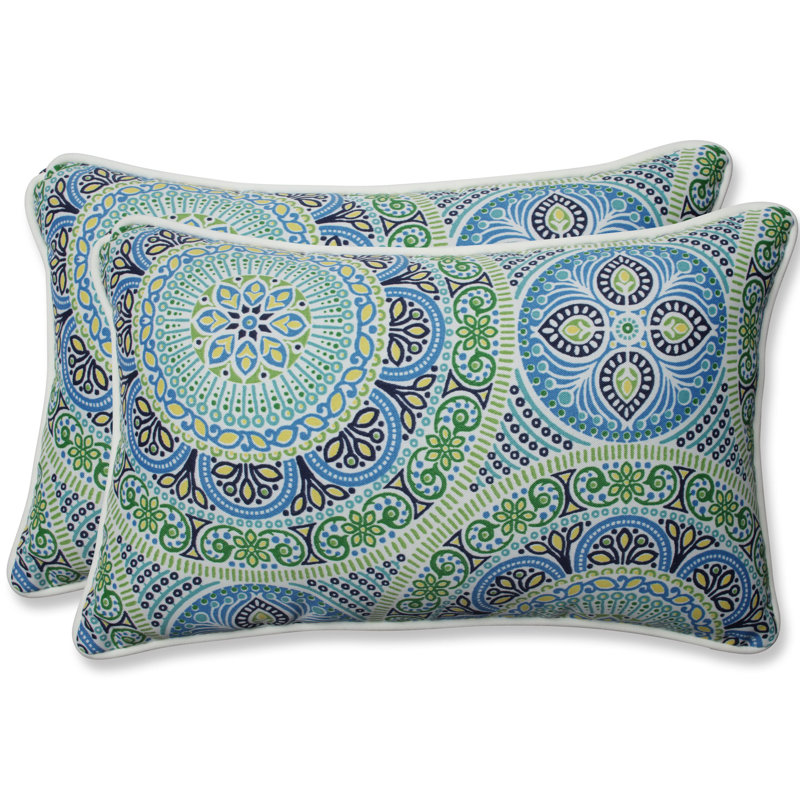Coussin intérieur/extérieur, Bleu / vert, H 11,5 po x l 18,5 po x P 5 po