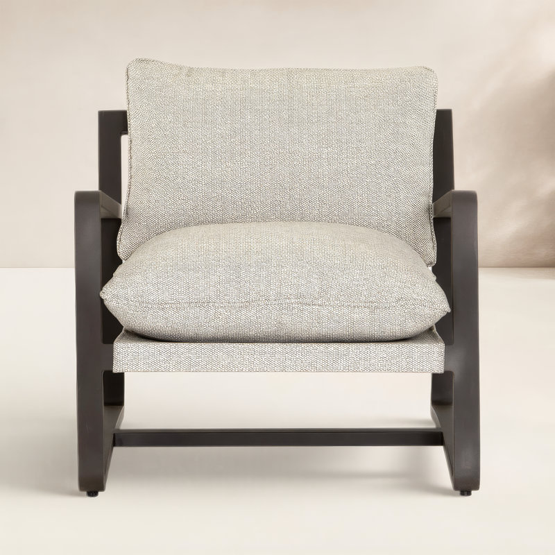 Chaise de patio en teck avec coussins Shea, Bronze, Faye Ash