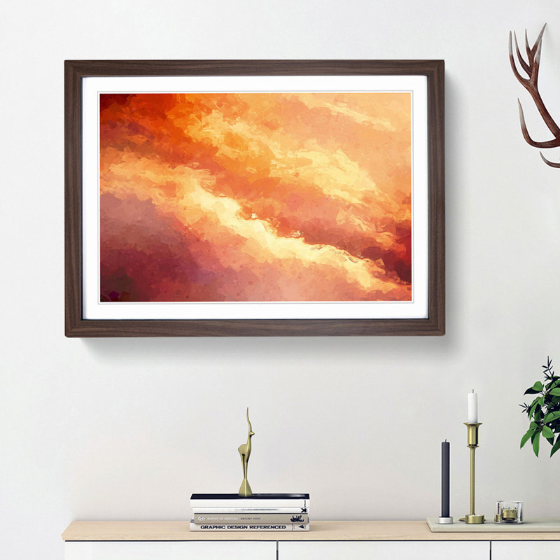 Passing Clouds in Abstract - Picture Frame Graphic Art Print, 36cm H x 48cm W x 2cm D, Walnut Framed