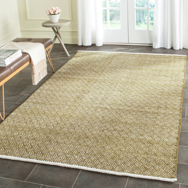Bryent Flat Weave Cotton Geometric Rug, Rectangle 4' x 6'