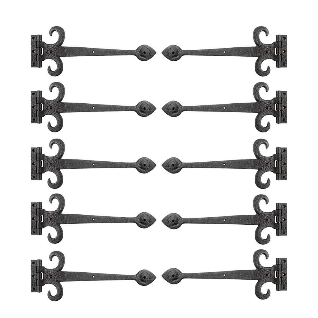 Wrought Iron Fleur De Lis Heavy Duty Strap Hinge (Set of 10) The Renovators Supply Inc.