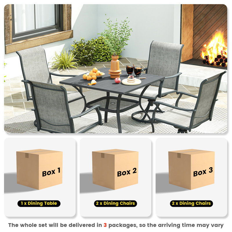 Ensemble repas pour patio, Noir / gris