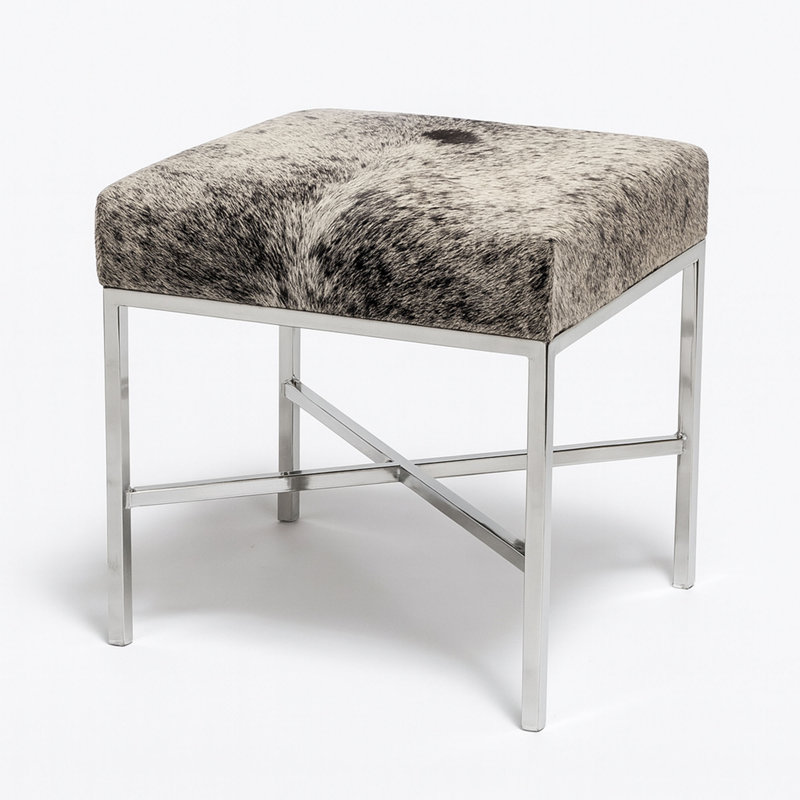 Banc rembourré en cuir de vache, H 19 po x l 48 po x P 16 po
