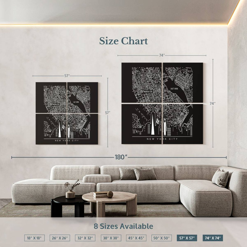 Manhattan Map, 74" H x 74" W