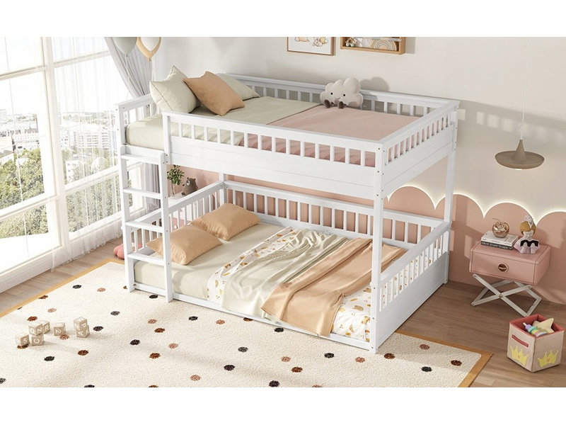 Grand lit superposé avec échelle et garde-corps - Aucun sommier requis, robuste et durable