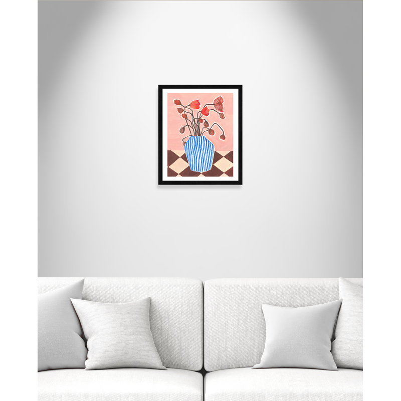 Poppies Print par Violets Print House, L 16 po x H 19 po, Grain de bois noir, Impression encadrée