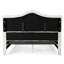Grand lit tapissier, tête de lit arquée et ornement tête de clou digne, bouton, aucun sommier requis, structure facile à assembler-804663930