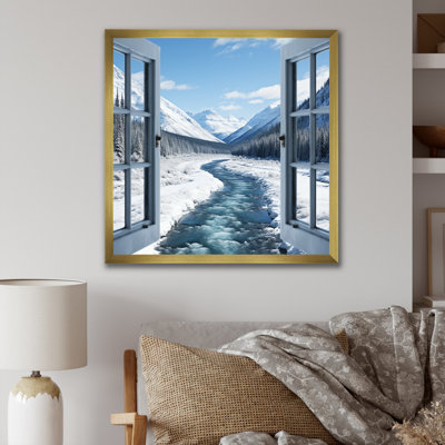 Mountain Winter Window View - Winter Landscape Wall Art