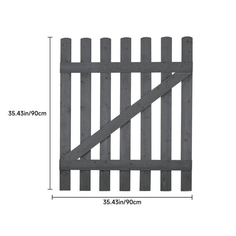 Caskey Garden Wood Fence Gate with Latch, 90cm H x 90cm W x 1.5cm D