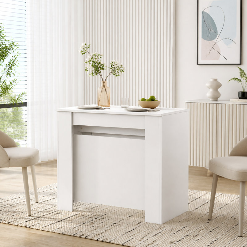 Table de salle à manger multifonctionnelle extensible, White