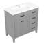 Meuble-lavabo de 36 po avec lavabo en céramique, armoire grise, structure en bois massif, fabrication et grands tiroirs pour les pièces de rangement,-469585400