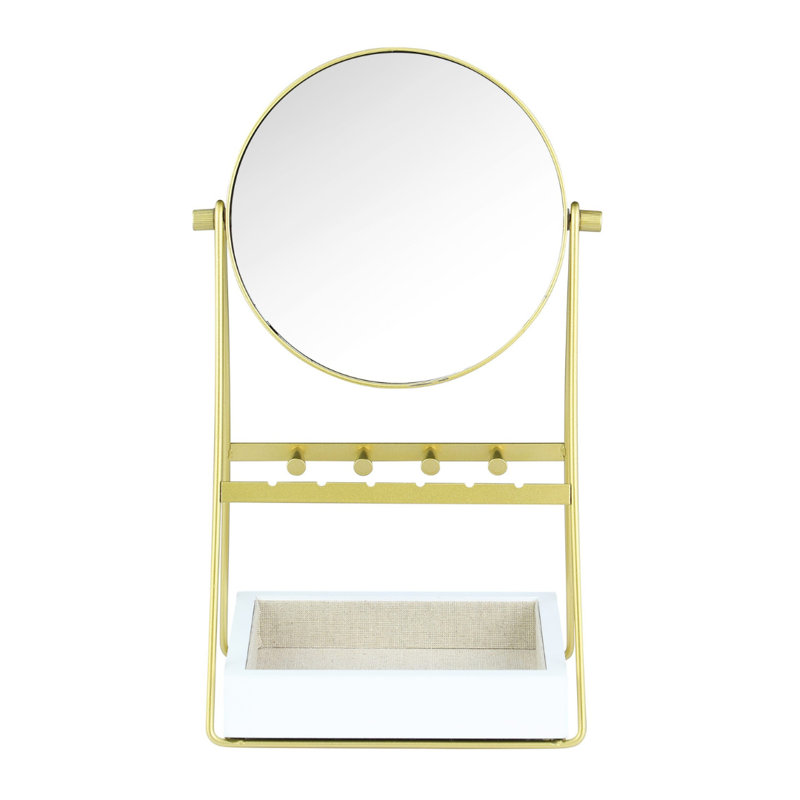Organisateur de bijoux avec miroir Kenna, Or/blanc