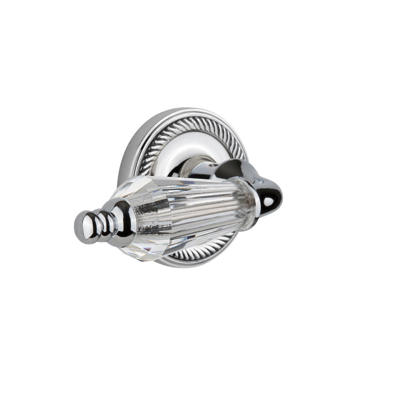 Rope Rosette Passage (Hall & Closet) with Parlour Lever, Bright Chrome, 2.375"