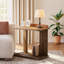 Table de bout en C en bois massif, table d'appoint avec support pour livre, table de chevet pour chambre à coucher, salon, brun