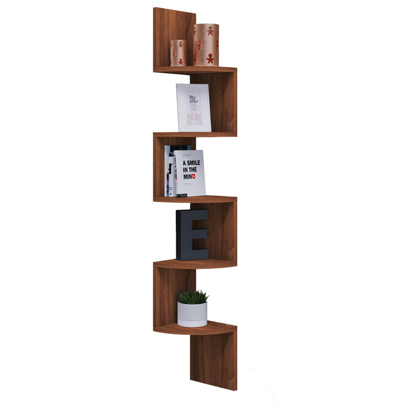 Seroud 123cm H x 19cm W Floating Bookcase, Walnut core