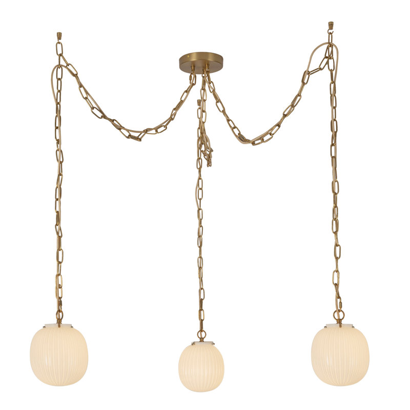 3 - Light Unique/Statement Pendant, 81.88" H x 6.75" W x 6.75" D, Gold