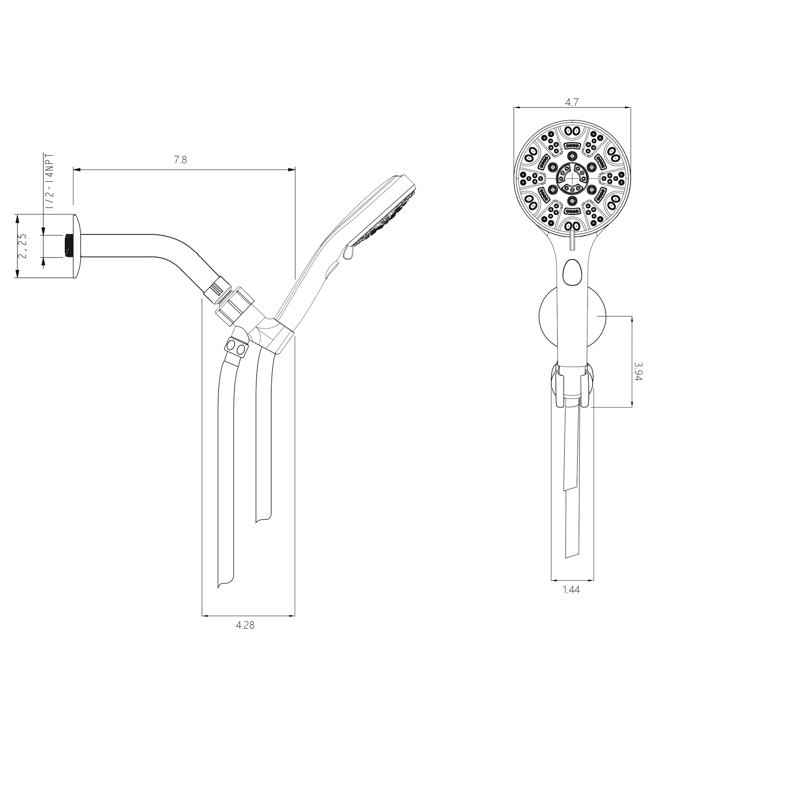 Brushed Nickel Adjustable Shower Head - 8 Functions, 4.7" Head, 59" Hose Transform Your Into A Comfortable 8 In Large Stainless Steel Refresh