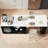 Kitchen Island With Extended Table, Storage Cabinet, Drawers, White Faux Marble Top And Black Oak Base-988985762