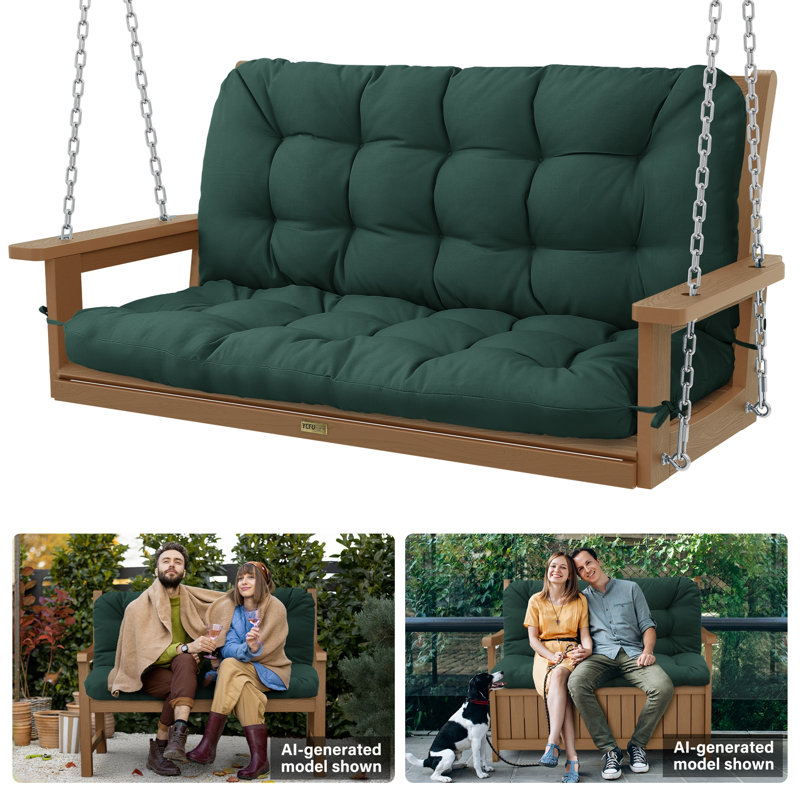 Coussin de banc d'extérieur imperméable pour 2-3 personnes, 48" W x 20" D, Green
