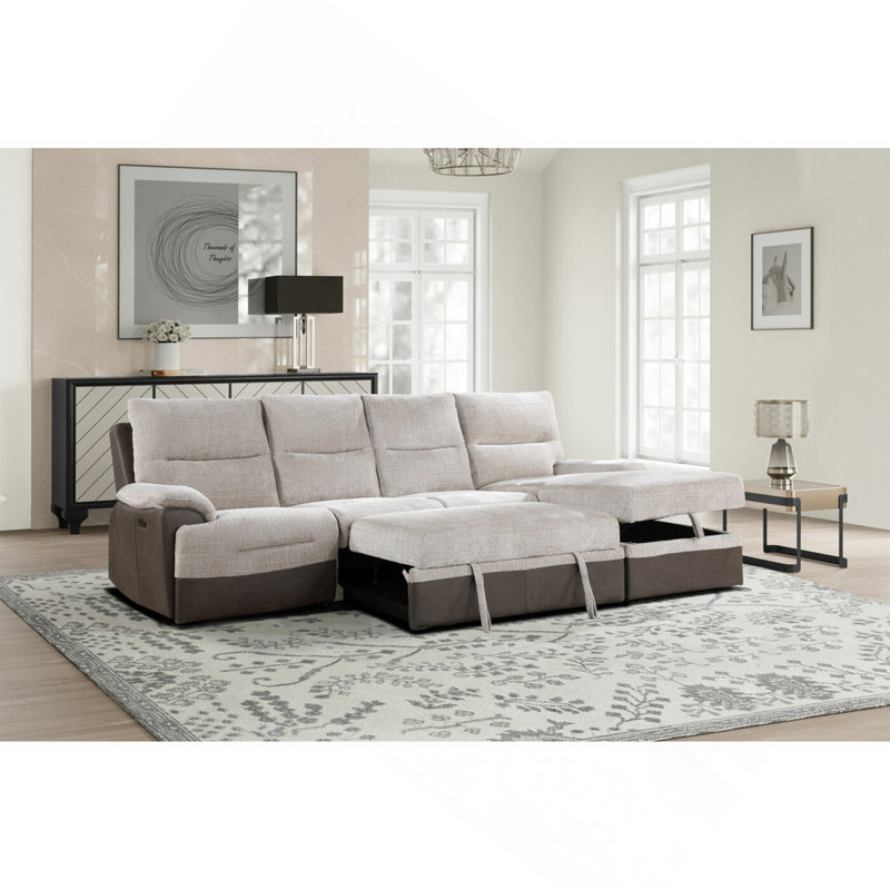Canapé modulaire KIA BEIGE / BRUN AVEC PO ET USB