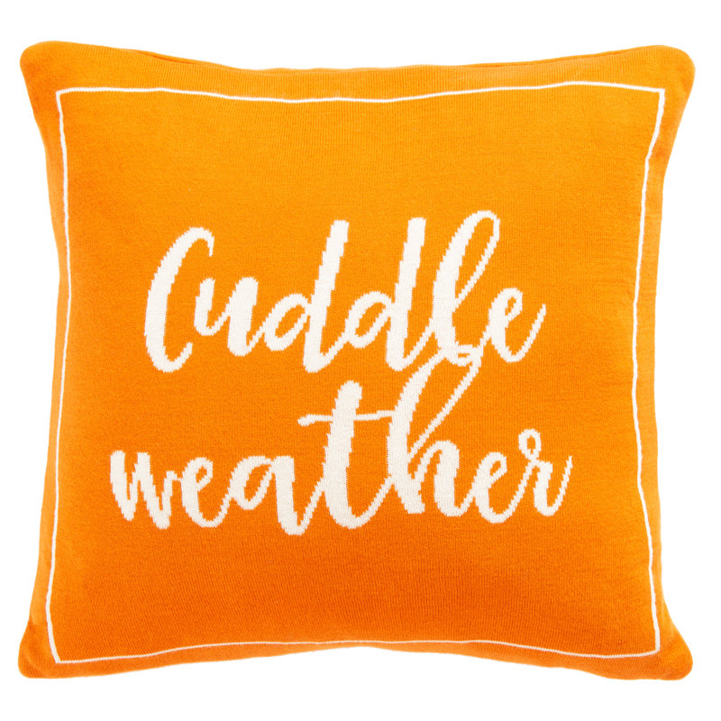 Orange Cotton Reversible Cuddle Weather Throw Pillow Set